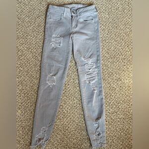 American Eagle Outfitters Light Gray Distressed Jeggings Size 2